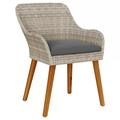  Étkezőgarnitúra 7 pcs Világosszürke és fekete 160 x 80 x 74 cm
