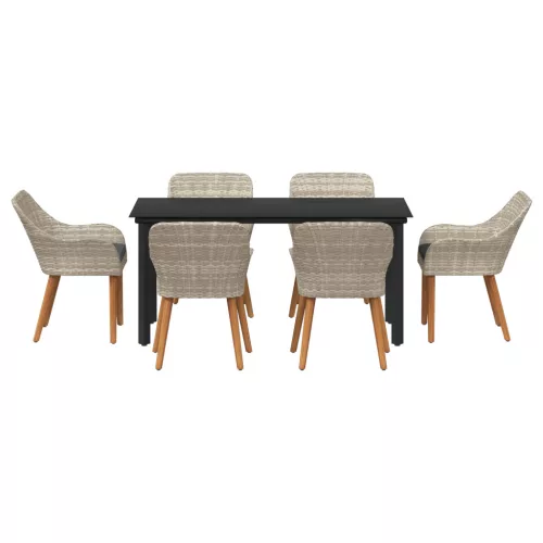  Étkezőgarnitúra 7 pcs Világosszürke és fekete 160 x 80 x 74 cm