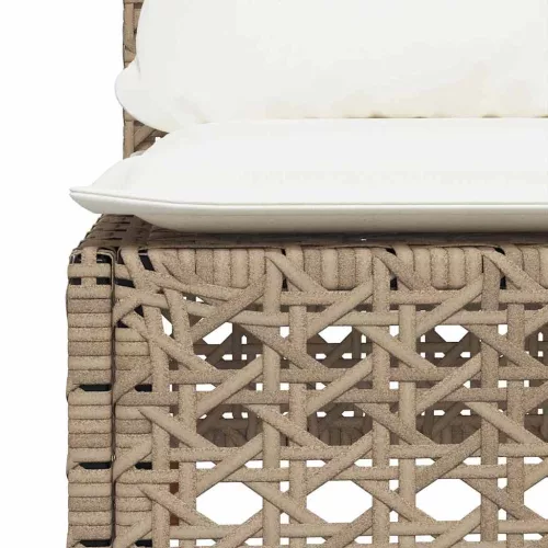  7 részes bézs polyrattan kerti ülőgarnitúra párnákkal