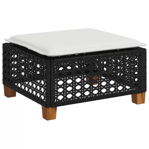  8 részes fekete polyrattan kerti ülőgarnitúra párnákkal