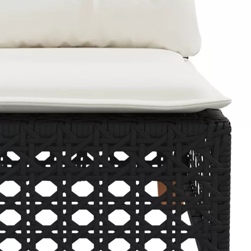  8 részes fekete polyrattan kerti ülőgarnitúra párnákkal