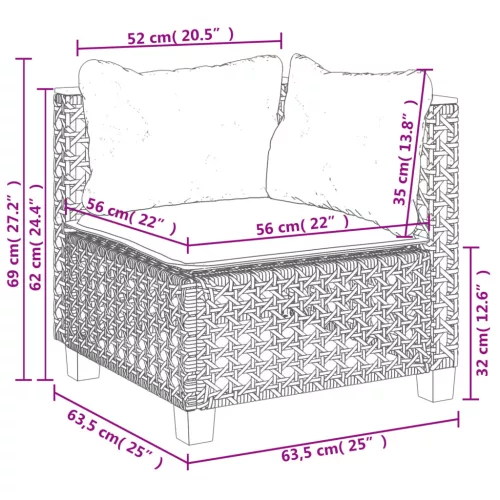  8 részes fekete polyrattan kerti ülőgarnitúra párnákkal