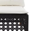  5 részes fekete polyrattan kerti kanapészett párnákkal