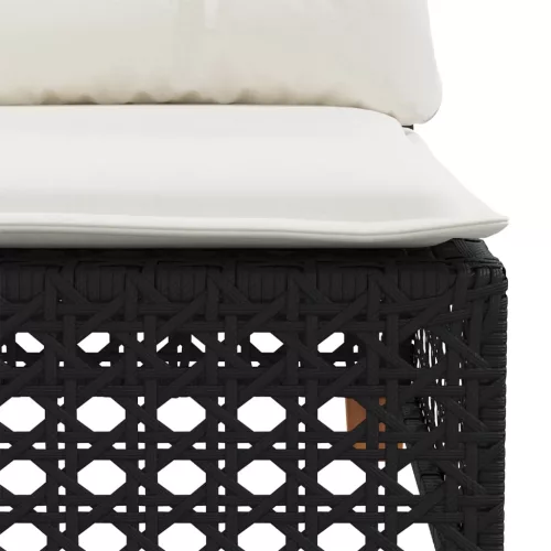  5 részes fekete polyrattan kerti kanapészett párnákkal