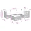  5 részes fekete polyrattan kerti kanapészett párnákkal