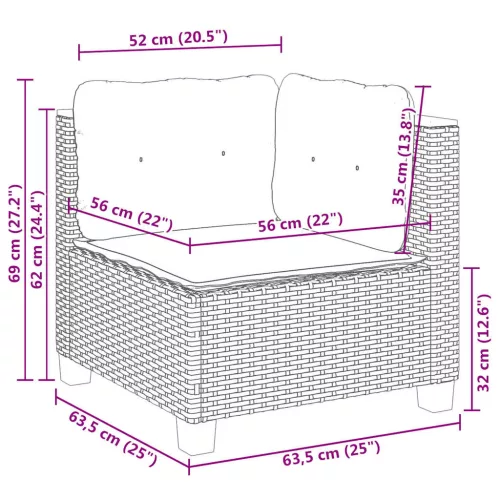  6 részes bézs polyrattan kerti ülőgarnitúra párnával