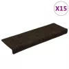  15 db öntapadós lépcsőszőnyeg, sötétbarna, téglalap alakú széllel, 65 x 21 x 4 cm