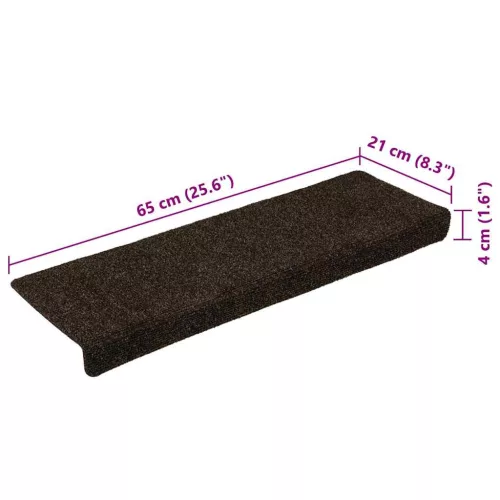 15 db öntapadós lépcsőszőnyeg, sötétbarna, téglalap alakú széllel, 65 x 21 x 4 cm