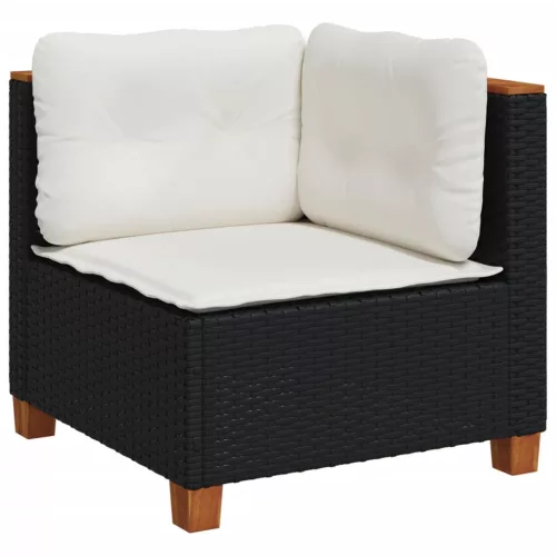  8 részes fekete polyrattan kerti ülőgarnitúra párnákkal