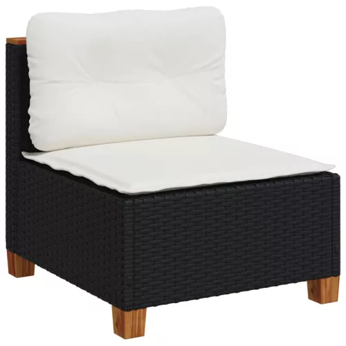  8 részes fekete polyrattan kerti ülőgarnitúra párnákkal