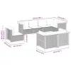  8 részes fekete polyrattan kerti ülőgarnitúra párnákkal