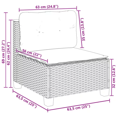  8 részes fekete polyrattan kerti ülőgarnitúra párnákkal