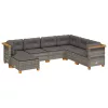  7 részes szürke polyrattan kerti ülőgarnitúra párnákkal