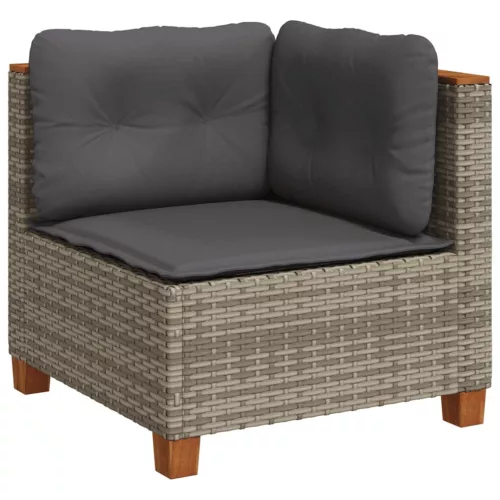  7 részes szürke polyrattan kerti ülőgarnitúra párnákkal