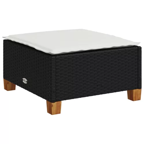  8 részes fekete polyrattan kerti ülőgarnitúra párnákkal