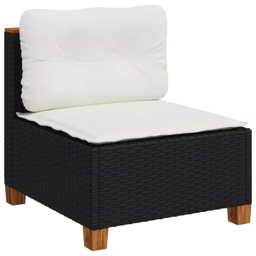  8 részes fekete polyrattan kerti ülőgarnitúra párnákkal