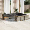  11 részes szürke polyrattan kerti ülőgarnitúra párnákkal