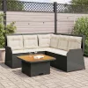  4 részes fekete polyrattan kerti ülőgarnitúra párnákkal