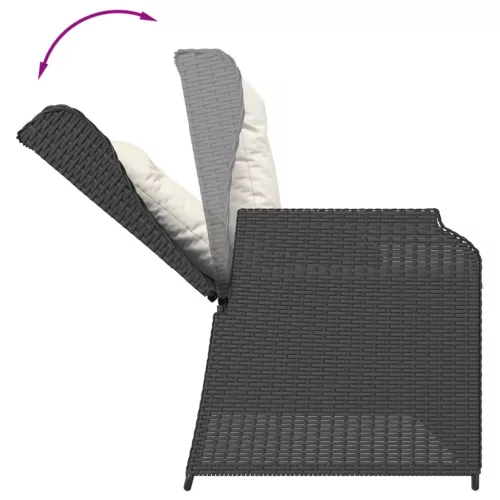  4 részes fekete polyrattan kerti ülőgarnitúra párnákkal