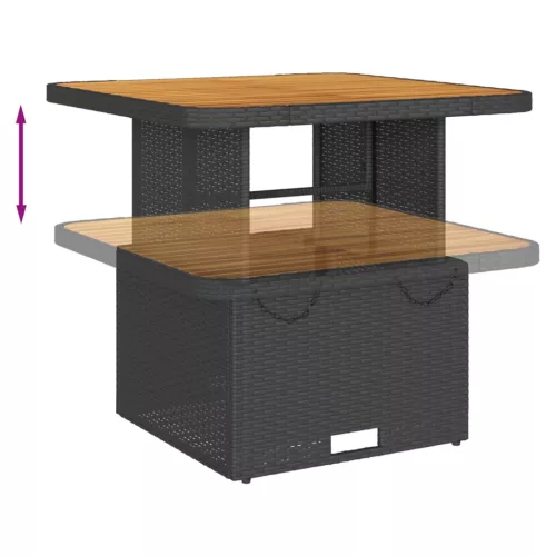  4 részes fekete polyrattan kerti ülőgarnitúra párnákkal