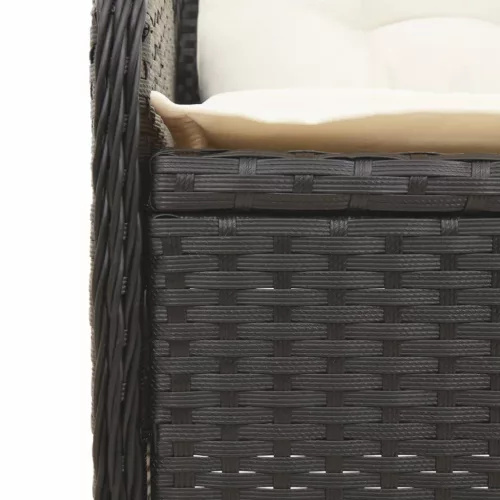  4 részes fekete polyrattan kerti ülőgarnitúra párnákkal