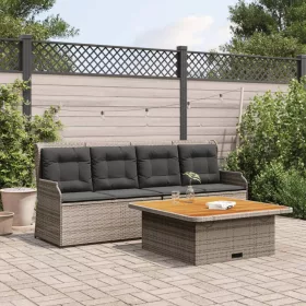    3 részes szürke polyrattan kerti ülőgarnitúra párnákkal