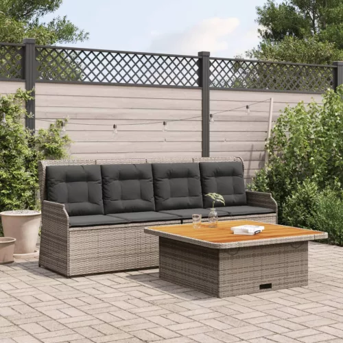  3 részes szürke polyrattan kerti ülőgarnitúra párnákkal
