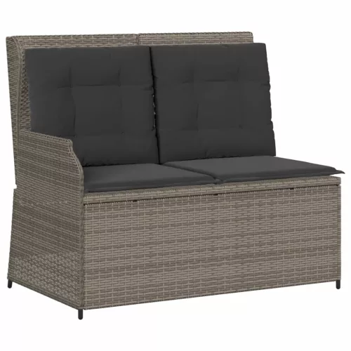  3 részes szürke polyrattan kerti ülőgarnitúra párnákkal