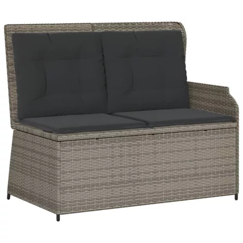  3 részes szürke polyrattan kerti ülőgarnitúra párnákkal
