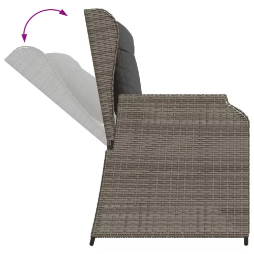  3 részes szürke polyrattan kerti ülőgarnitúra párnákkal