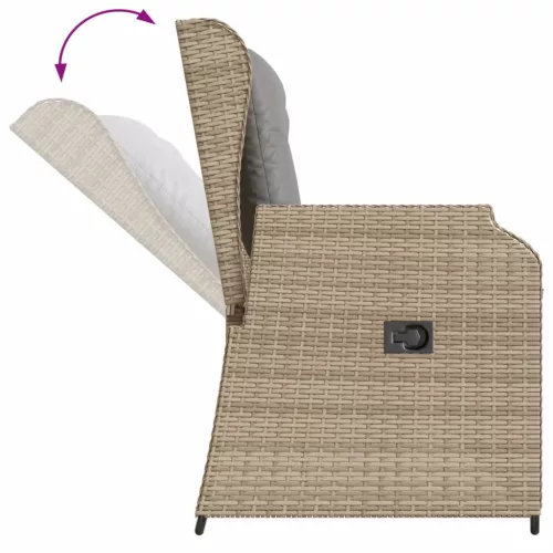  3 részes bézs polyrattan kerti ülőgarnitúra párnákkal
