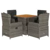  5 részes szürke polyrattan kerti étkezőgarnitúra párnával