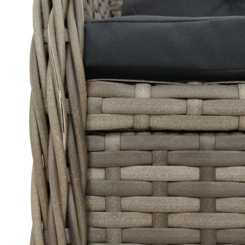  5 részes szürke polyrattan kerti étkezőgarnitúra párnával