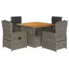  5 részes szürke polyrattan kerti étkezőgarnitúra párnával