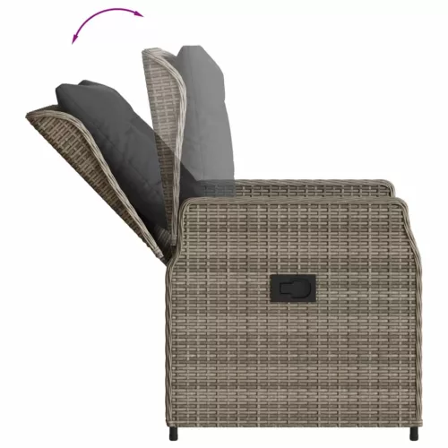 5 részes szürke polyrattan kerti étkezőgarnitúra párnával