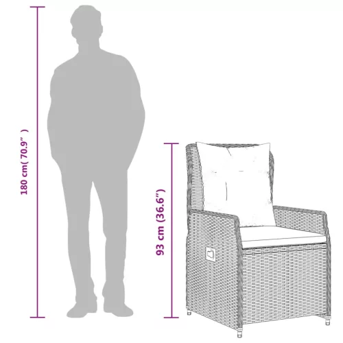  5 részes szürke polyrattan kerti étkezőgarnitúra párnával