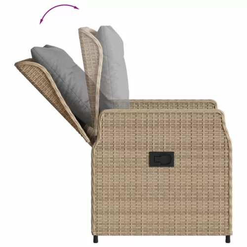  5 részes bézs polyrattan kerti étkezőgarnitúra párnákkal