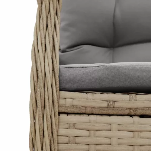  7 részes bézs polyrattan kerti étkezőgarnitúra párnákkal