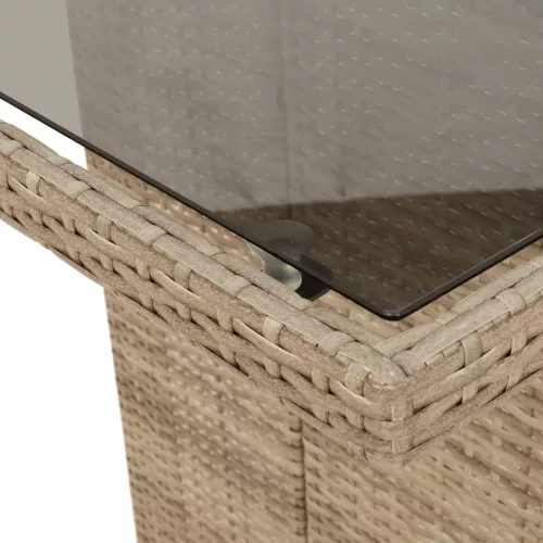  7 részes bézs polyrattan kerti étkezőgarnitúra párnákkal