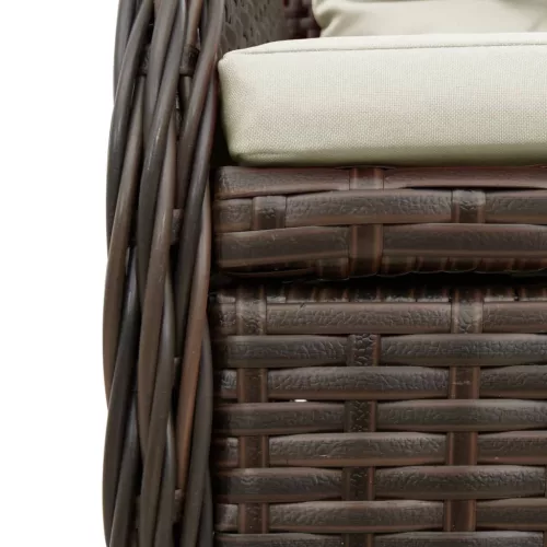  9 részes barna polyrattan kerti étkezőgarnitúra párnákkal