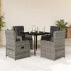  5 részes szürke polyrattan kerti étkezőgarnitúra párnával