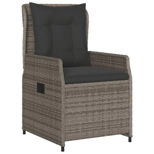  5 részes szürke polyrattan kerti étkezőgarnitúra párnával