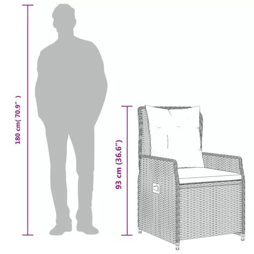  5 részes szürke polyrattan kerti étkezőgarnitúra párnával