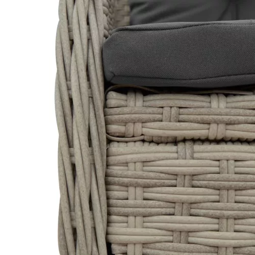  3részes világosszürke polyrattan kerti étkezőgarnitúra párnával