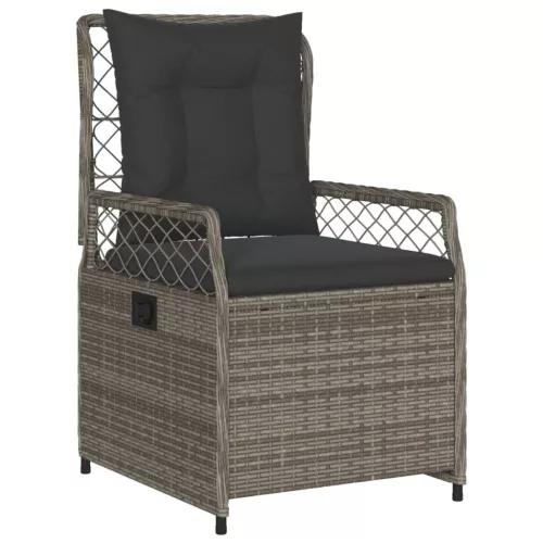  5 részes szürke polyrattan kerti étkezőgarnitúra párnával