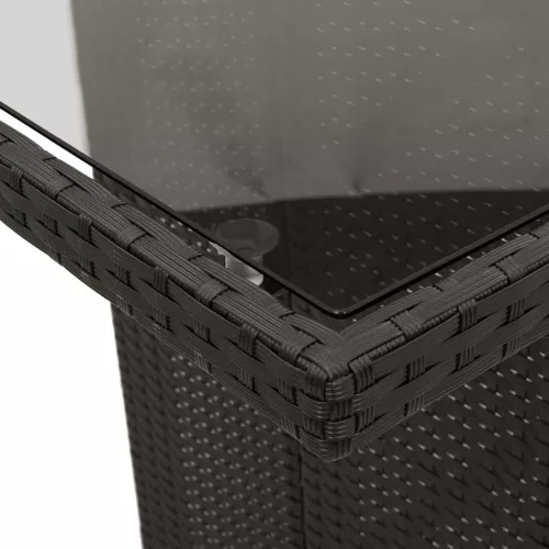  9 részes fekete polyrattan kerti étkezőgarnitúra párnákkal