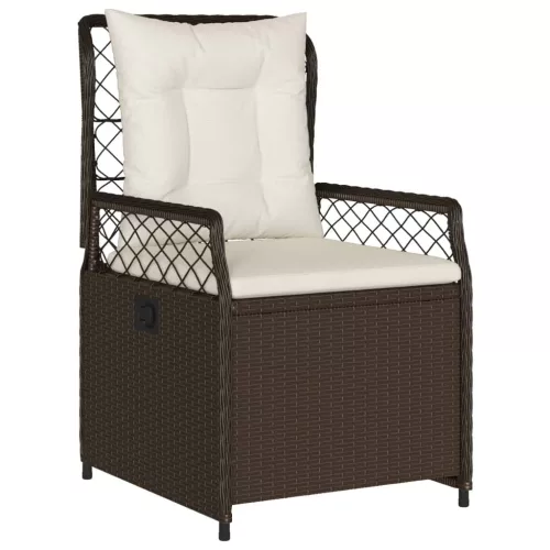  7 részes barna polyrattan kerti étkezőgarnitúra párnával