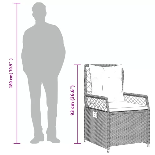  7 részes bézs polyrattan kerti étkezőgarnitúra párnákkal