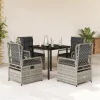  5 részes szürke polyrattan kerti étkezőgarnitúra párnával