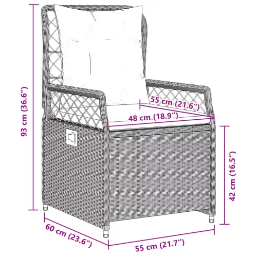  5 részes szürke polyrattan kerti étkezőgarnitúra párnával